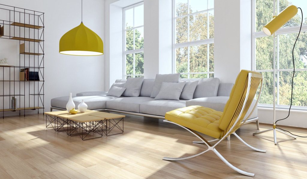 Salon moderne avec des couleurs vives